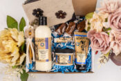 Up close image of Just for Mom Gift Set. Rain and Sweet Pea scents.